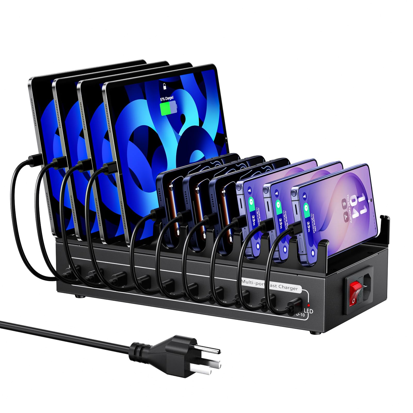 Organizador de carga USB C multipuerto ideal para mantener el escritorio de casa sin cables 8