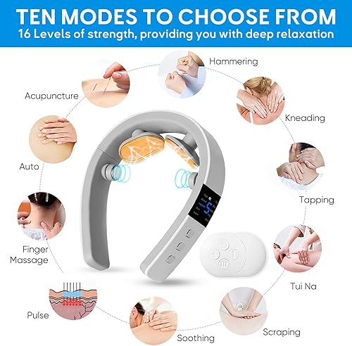 Miniatura 6 de Masajeador de cuello para aliviar el dolor de tejido profundo, masajeador de cuello eléctrico portátil con calor para mujeres y hombres