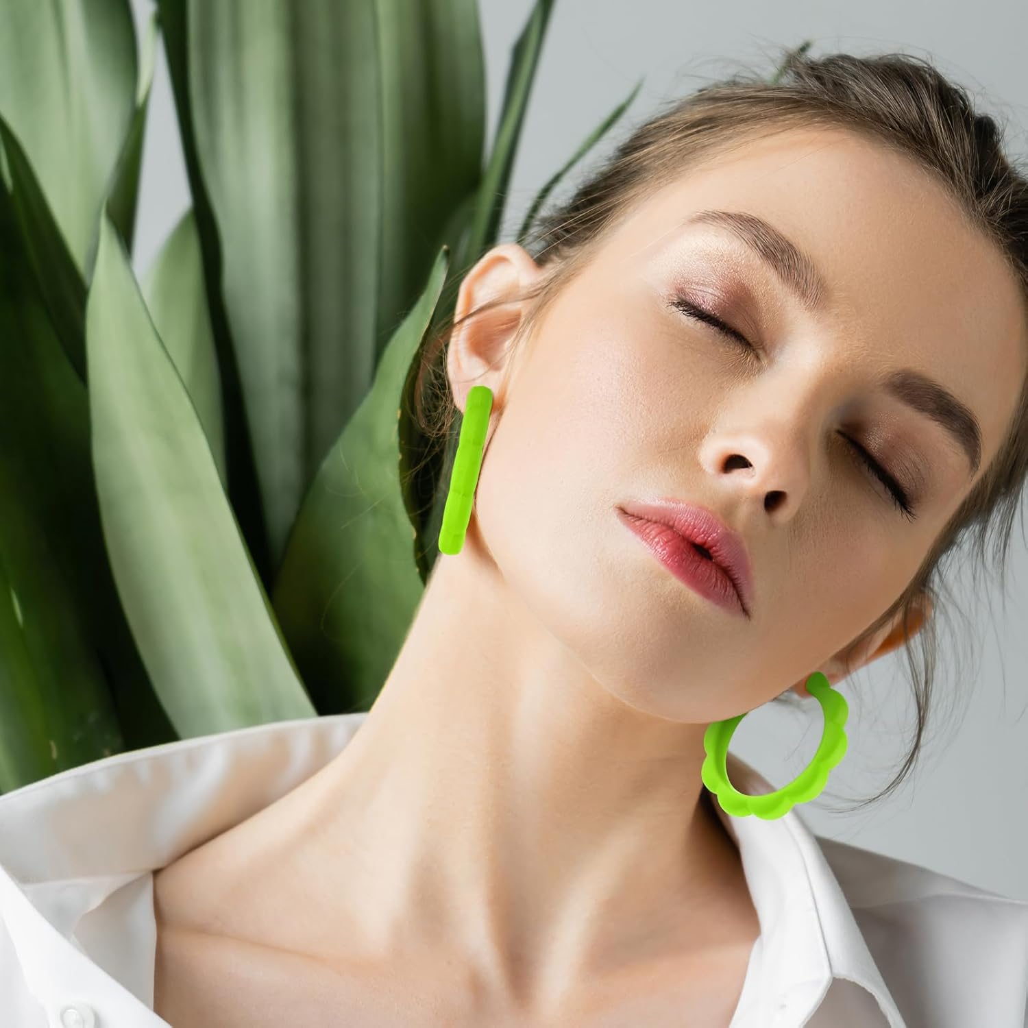 Sasylvia 16 Pairs Colored Hoop Earrings for Women Matte Colorful Hoop 80s Retro Neon Summer Drop Earrings - Image 3