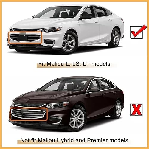 Miniatura 5 de DIBON AUTO Rejilla superior inferior compatible para Chevy Malibu parachoques delantero rejilla de malla de panal 2016 2017 2018