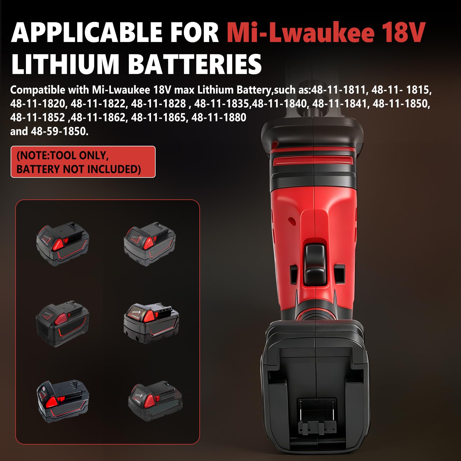 Sierra de sable inalámbrica compatible con Milwaukee, 0-2700 rpm de velocidad variable, sierra para madera inalámbrica (sierra eléctrica), incluye 4 hojas para cortar metal, madera y PVC