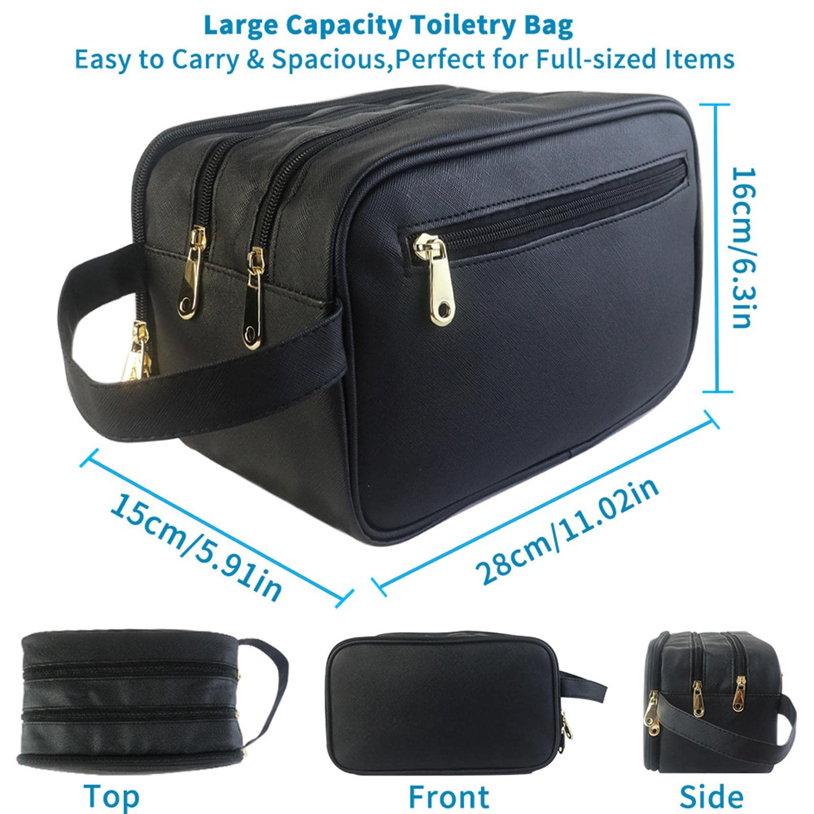 Neceser para hombre, impermeable, para artículos de tocador, accesorios, brochas y herramientas, Juego de 3 (negro), 28cmx15cmx18cm, como se muestra en la
