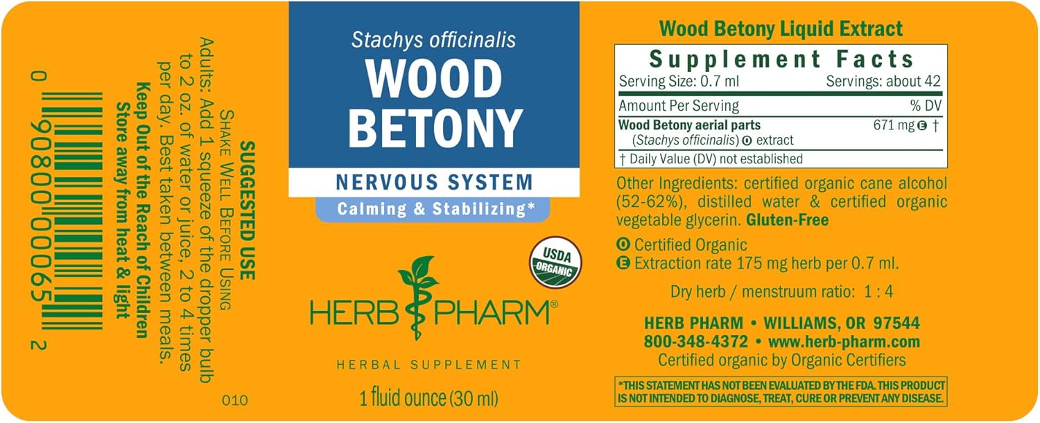 Herb Pharm Certified Organic Wood Betony Liquid Extract - 1 Ounce (DWOOD01) - Image 6