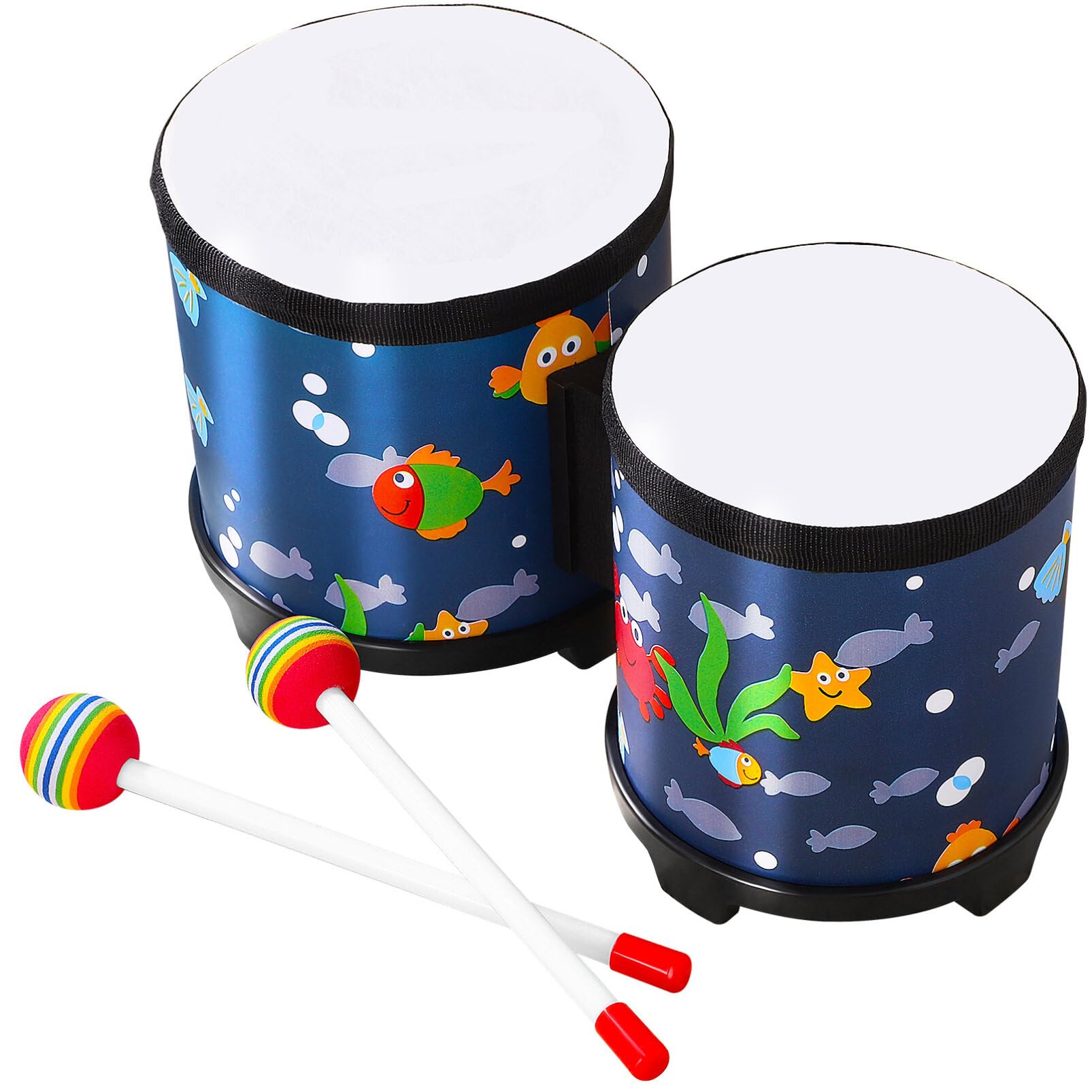 Vaguelly Bongo Drums for Beginners, Bongo Drum Set Wood Percussion Instrument Bongos with Wood Drumsticks Practice Bongos Music Enlightenment Drum