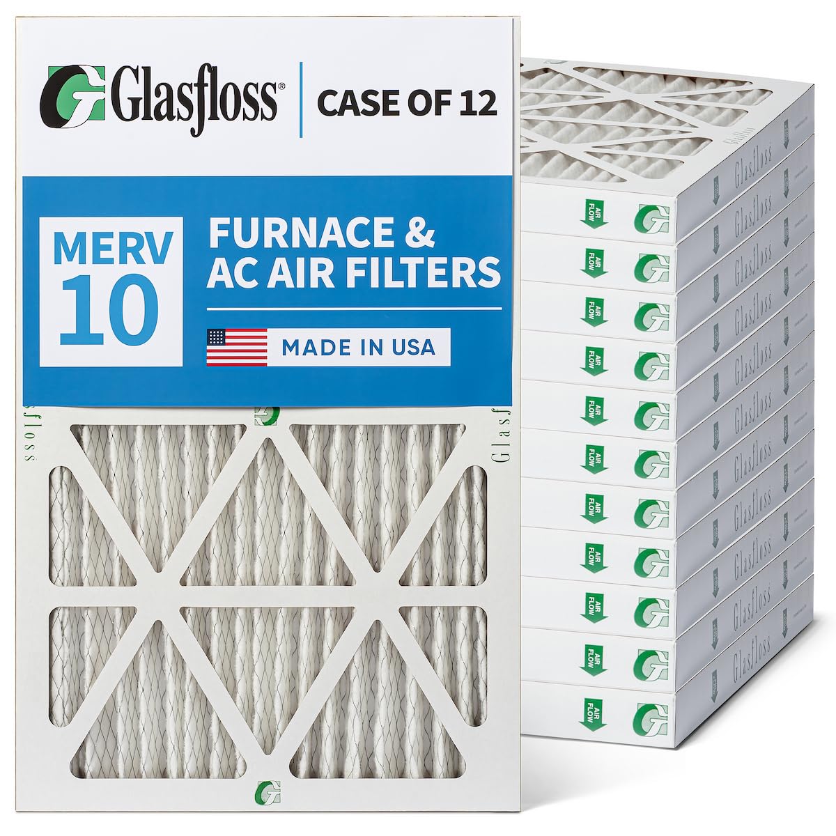 Glasfloss Glasfloss - Filtro de horno MERV 10 de 14 x 20 x 2 pulgadas (paquete de 12)