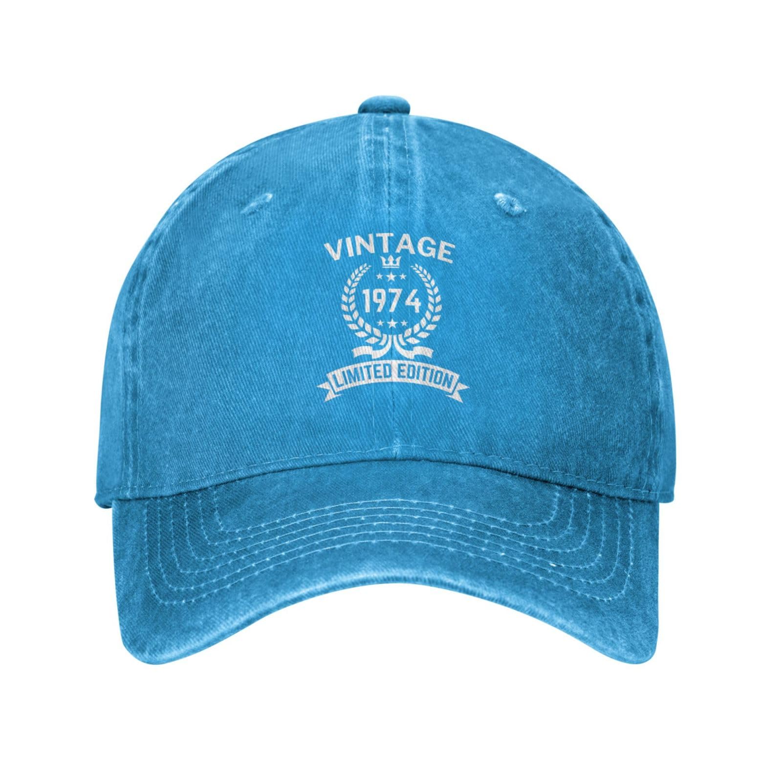 Melbrakin Unisex Blue Est 1974 50Th Birthday Gifts For Women Men, Vintage 1974 Limited Edition Hat Mrs Mr Baseball Cap Dad Trucker Hat