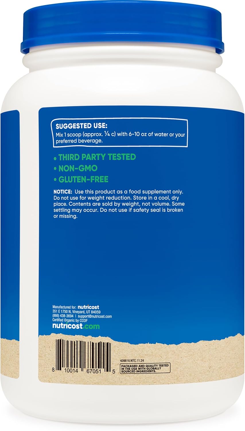 Nutricost Organic Pea Protein Isolate Powder (2LBS) - Unflavored, Certified USDA Organic, Protein from Plants, Vegetarian Friendly, Gluten Free, Non-GMO - Image 4