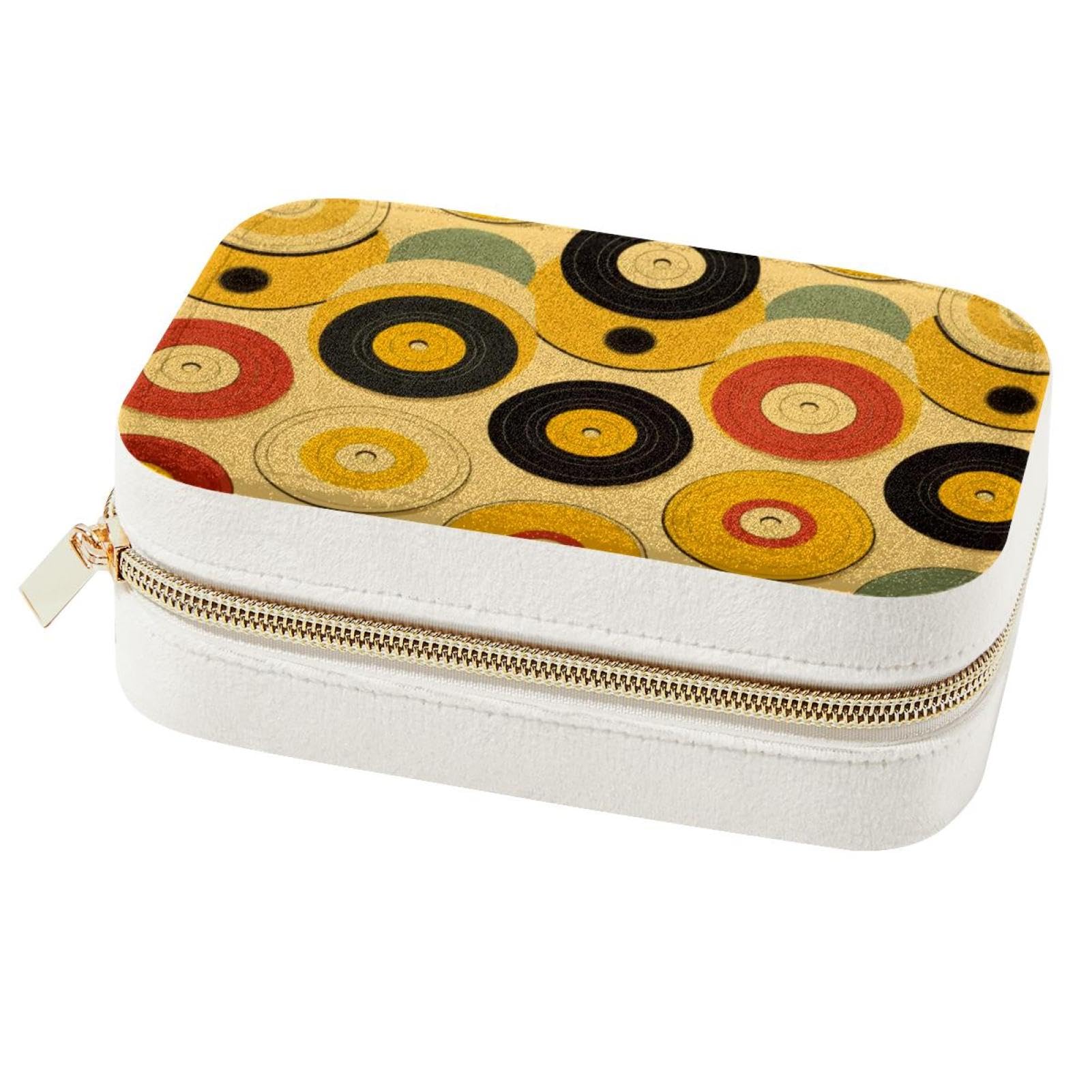 Boîte à bijoux élégante et spacieuse motif disques jaunes idée cadeau fille