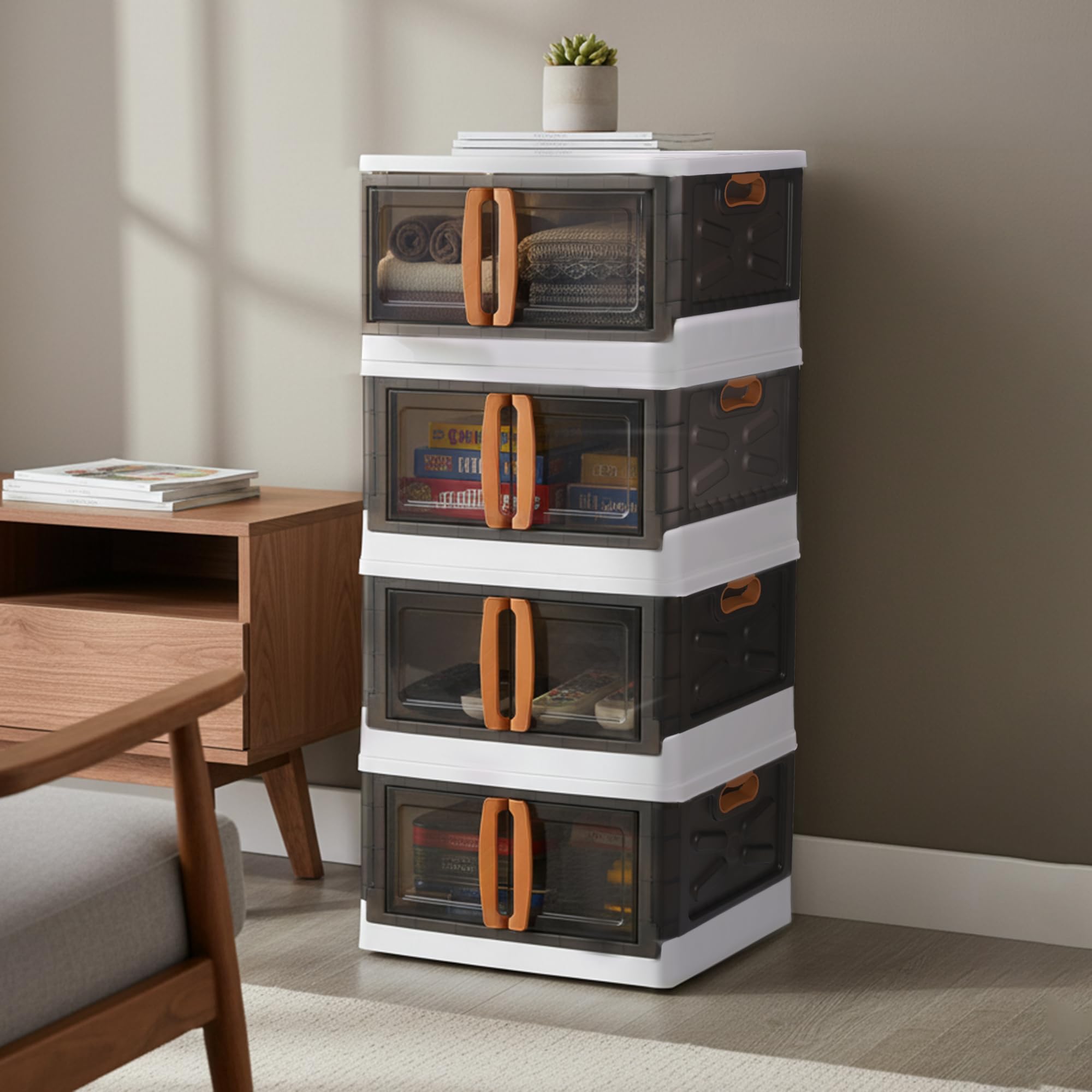 CELLO Foldable Plastic Cupboard for Storage | DIY Collapsible Wardrobe & Luggage Organizer | PP Cabinet for Clothes | White Finish-image-22