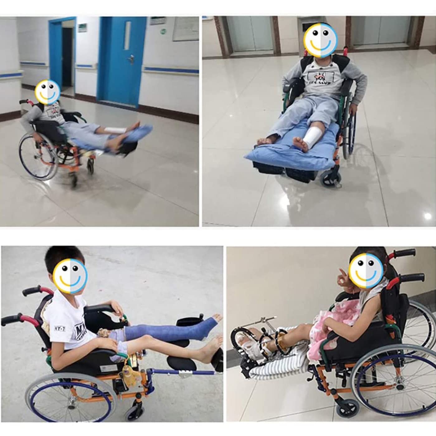 Silla de ruedas pediátrica con reposapiés elevables, asiento de 35 cm de ancho, silla de ruedas ligera de aleación de aluminio para niños para rehabilitación de fracturas
