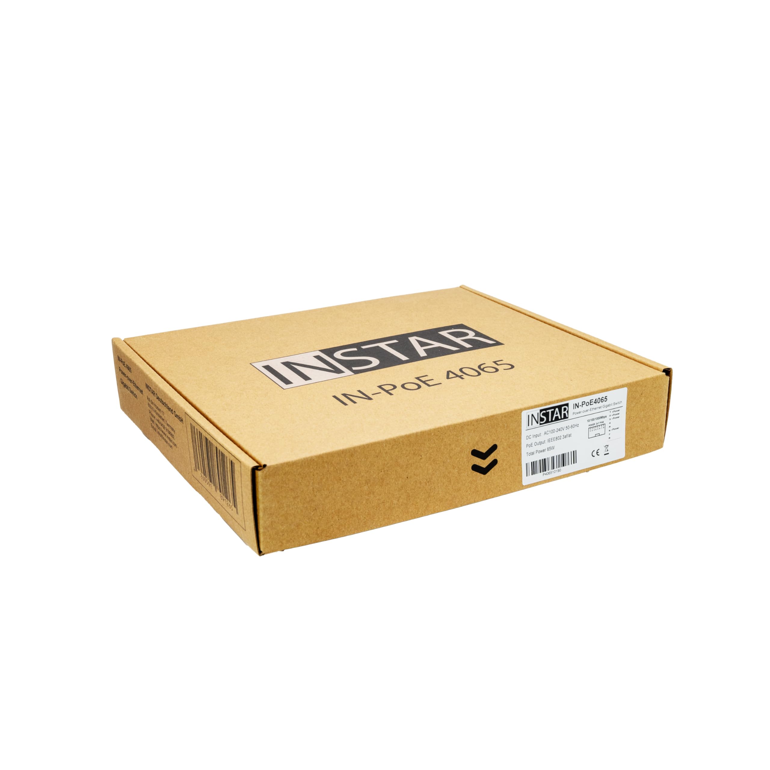 INSTAR IN-PoE 4065 przełącznik PoE - Gigabit - 10/100/1000 Mbit/s - Power Over Ethernet - 4 porty PoE + 2 x uplink - IEEE 802.3af i 802.3at - maks. 65 W - 30 W na port