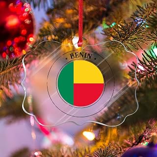 Benin City Souvenir Christmas Tree Hanging Ornament Benin Flag Acrylic Xmas Ornaments National Flag Patriot Gift Funny Christmas Hanging Decor Birthday to Dad Mom