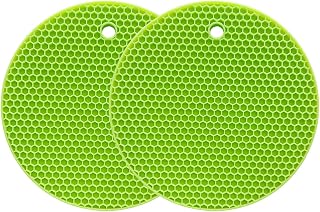 Salvamanteles de Silicona Multiusos para secar Salvamanteles Resistente al Calor hasta 450 °F,Juego de 2(Verde)