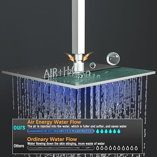 Miniatura 94 de Enga Sistema de ducha termostático doble, grifo de ducha de lluvia doble de montaje en pared de 12 pulgadas + 6 pulgadas, todas las funciones se Oro