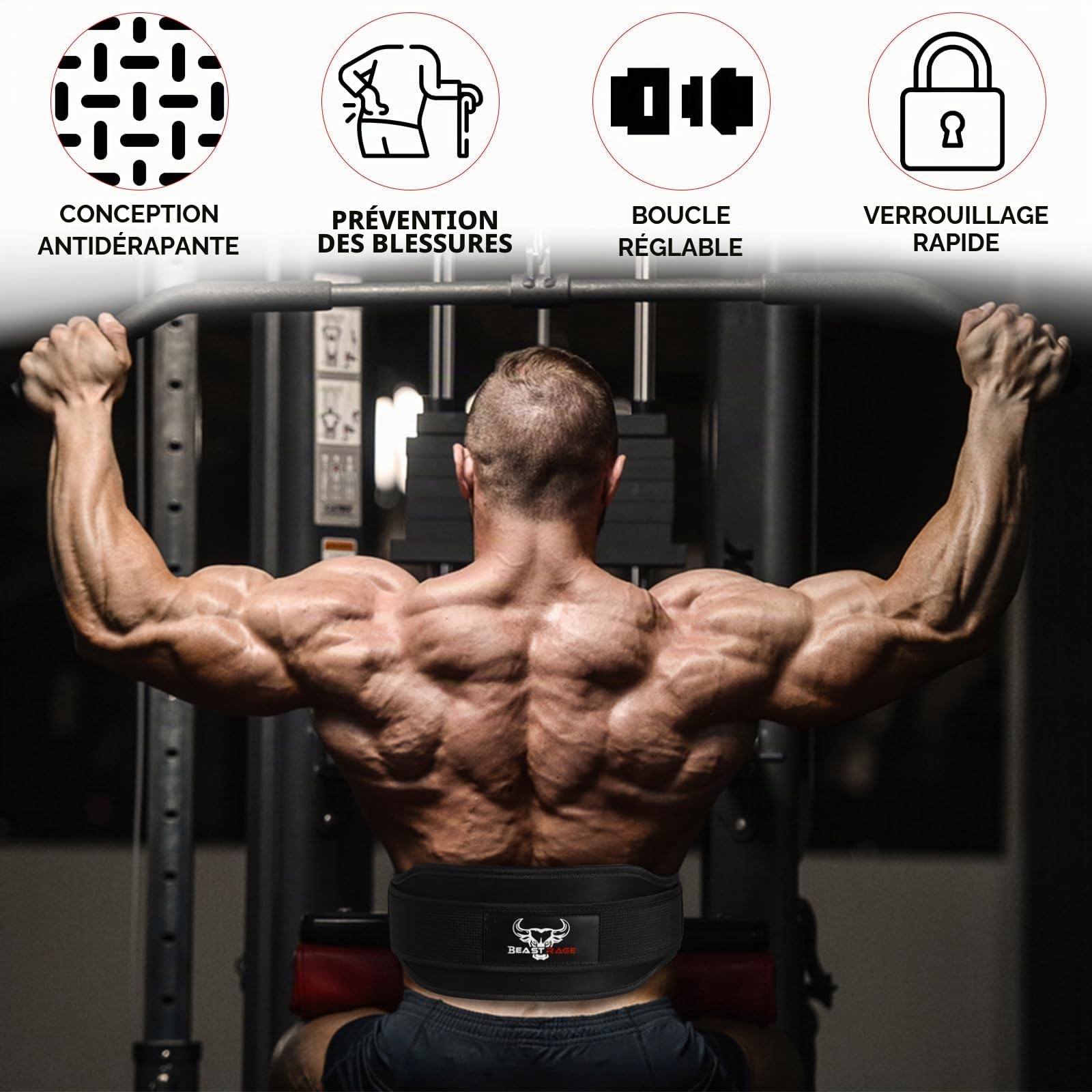Ceinture d'haltérophilie double force 5.5" en néoprène rembourré pour le soutien du dos ceinture d'entraînement pour le bodybuilding, deadlifting, entraînement de fitness, hommes femmes soutien du tronc pour l'entraînement du bois