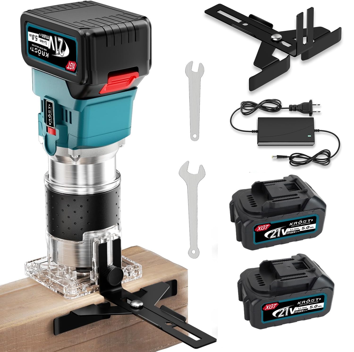 KROST PRO Series Cordless Palm Router, Wood Trimmer 21V(37V Max) Brushless Wood Trimmer for 1/4" Router Bits, 6 Variable Speeds Specially Designed for Wood Working-image-34