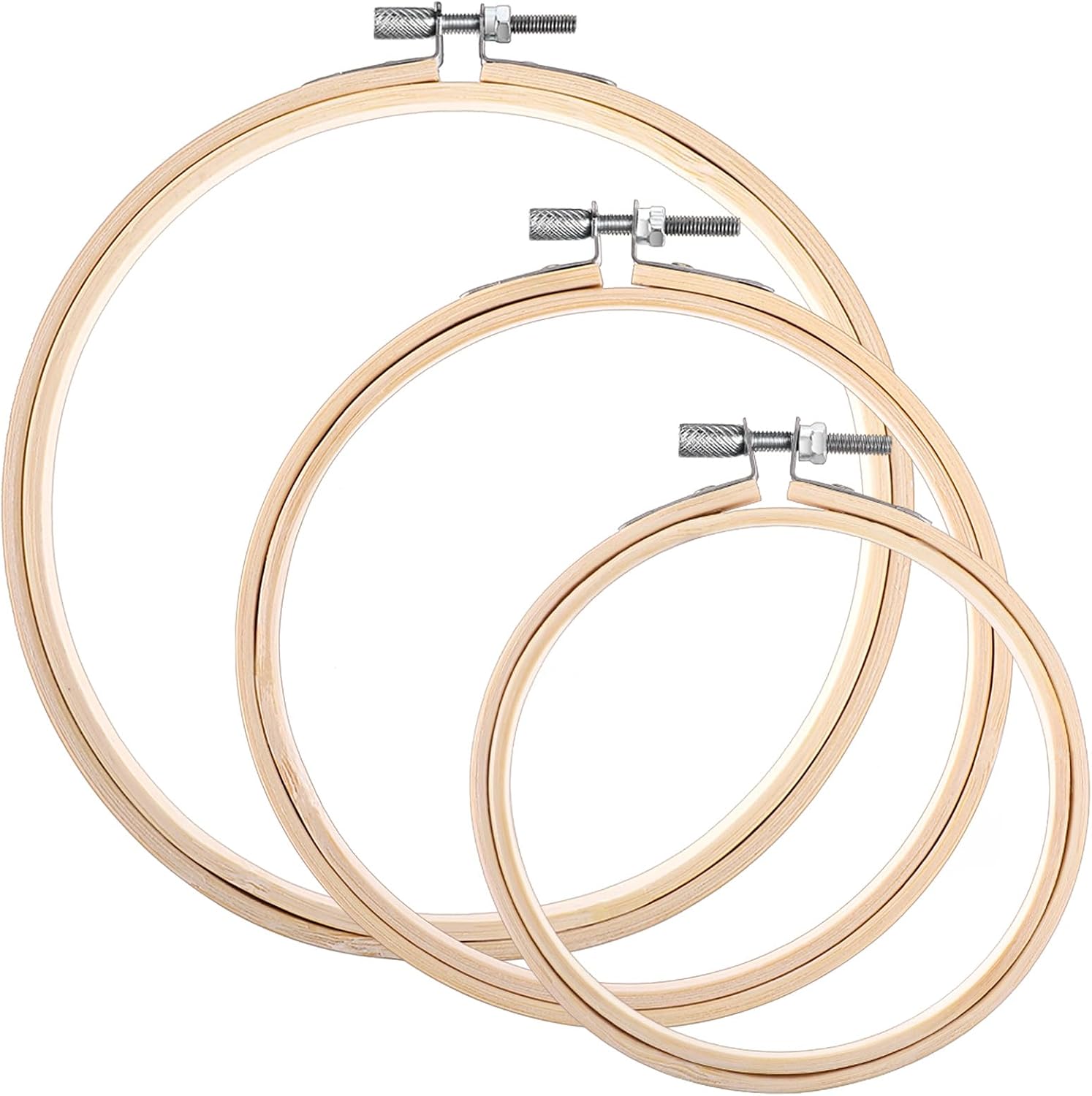 3 Pieces Embroidery Hoops Cross Stitch Hoop 4/5/6 Inch Bamboo Circle