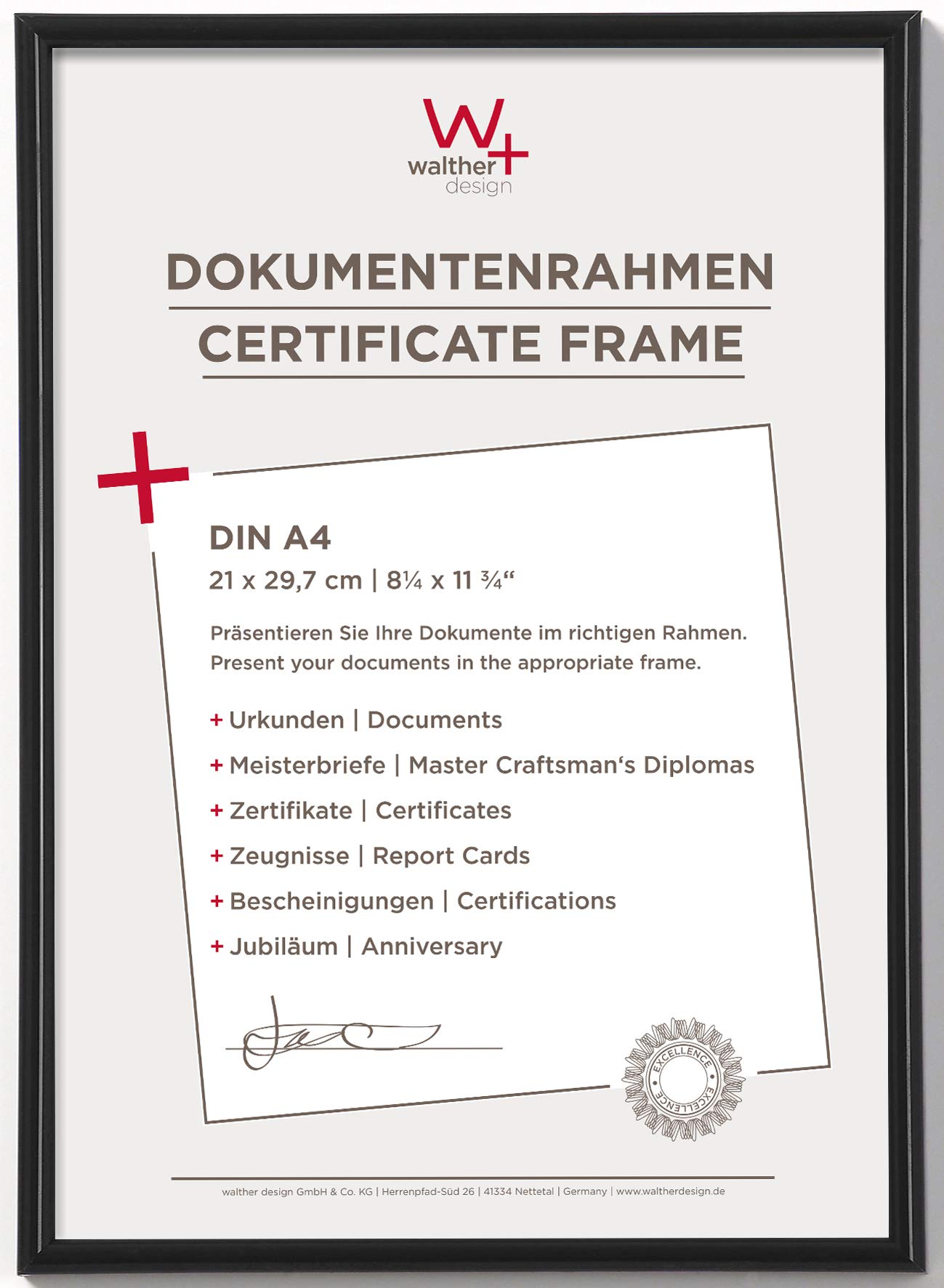 walther design cornice vetro trasparente21 x 29,7 cm (DIN A4) Portadocumenti Portafoto senza