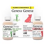Genexa Kids\' Clean Allergy & Acetaminophen Medicine Combo, Dye Free, 0% Artificial Additives, Childrens Antihistamine & Pain Reliever Fever Reducer, Ages 6-11, Organic Agave & Blueberry (2 Pack)
