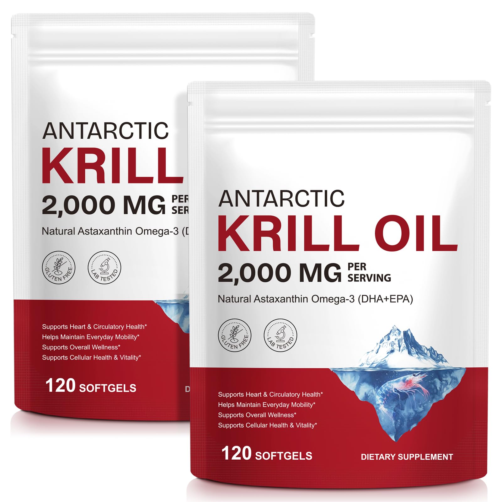 Antarctic Krill Oil with Omega-3s EPA, DHA, Astaxanthin and Phospholipids