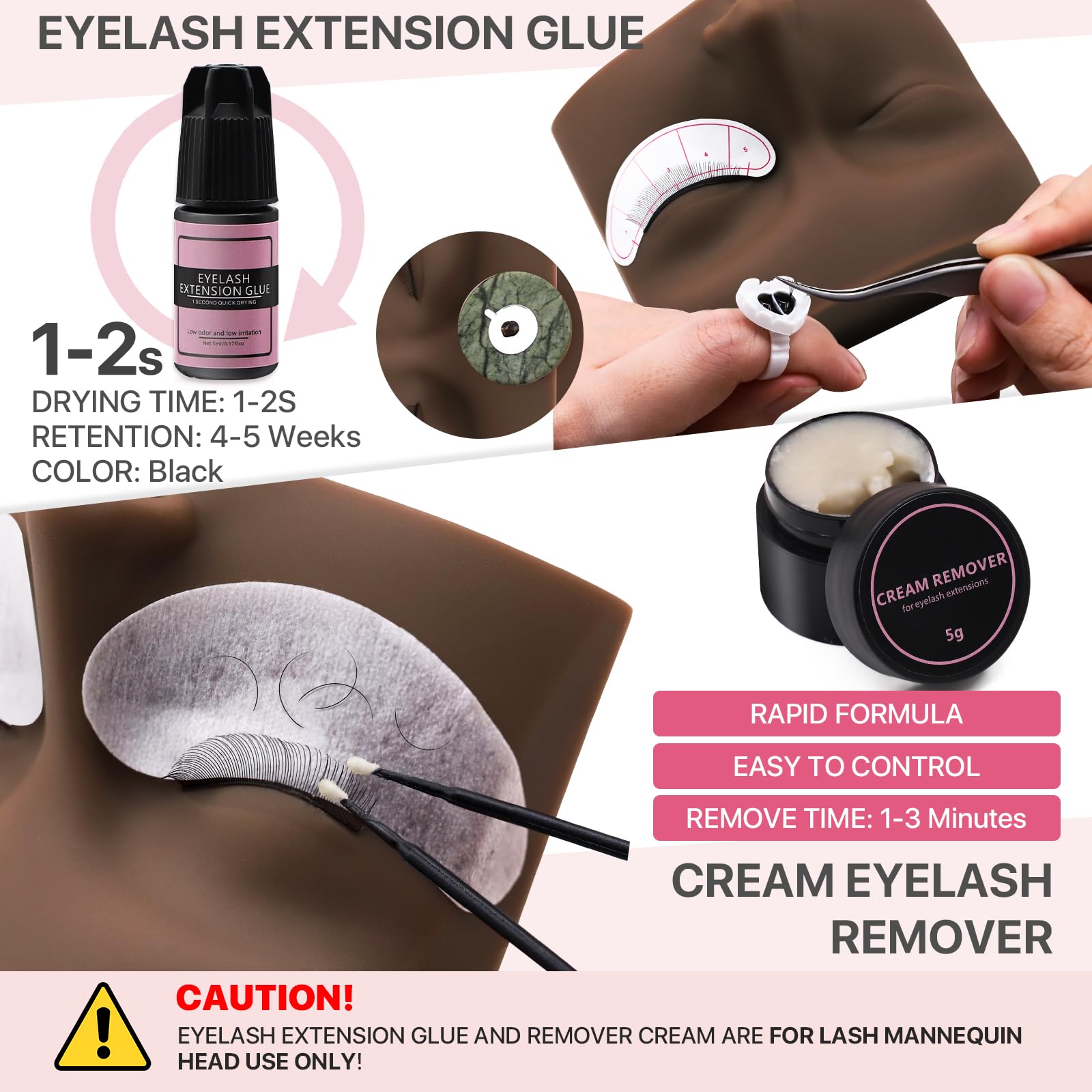 Pretty Memory Eyelash Extension Practice Kit for Beginners, 343-Piece Training Set