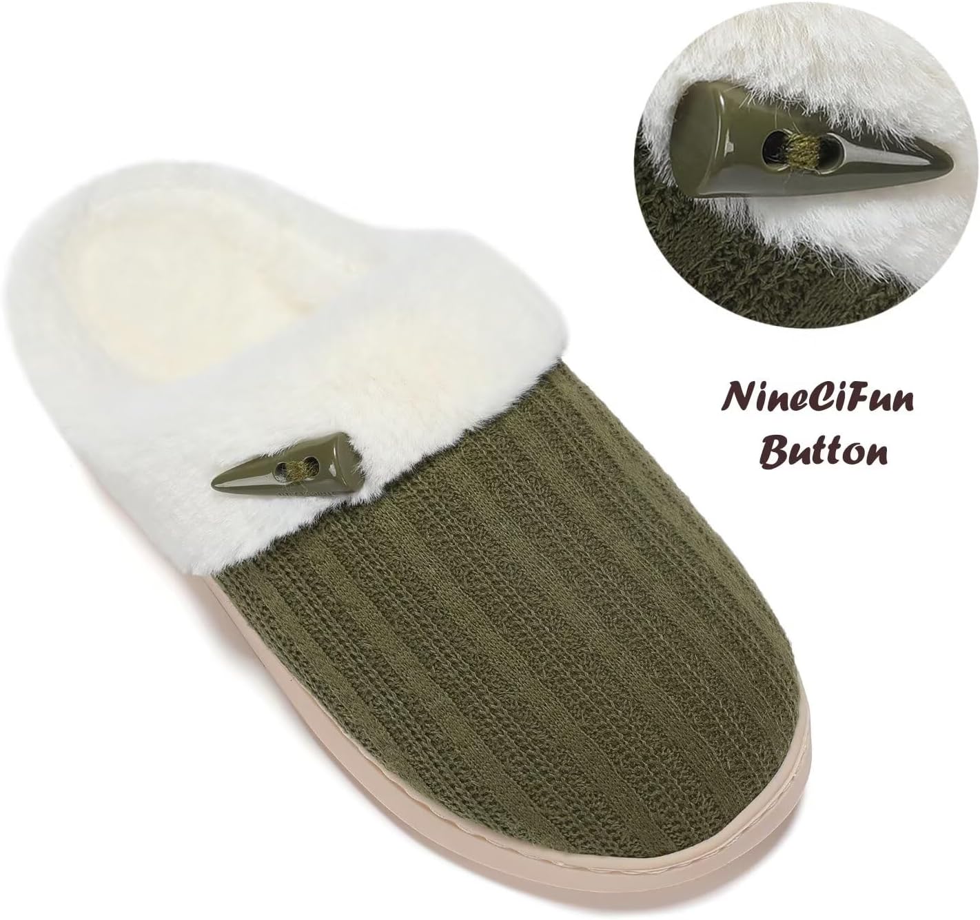 NineCiFun Women's Slip on Fuzzy Slippers Memory Foam House Slippers Outdoor Indoor Warm Plush Bedroom Shoes Scuff with Faux Fur Lining - Image 4
