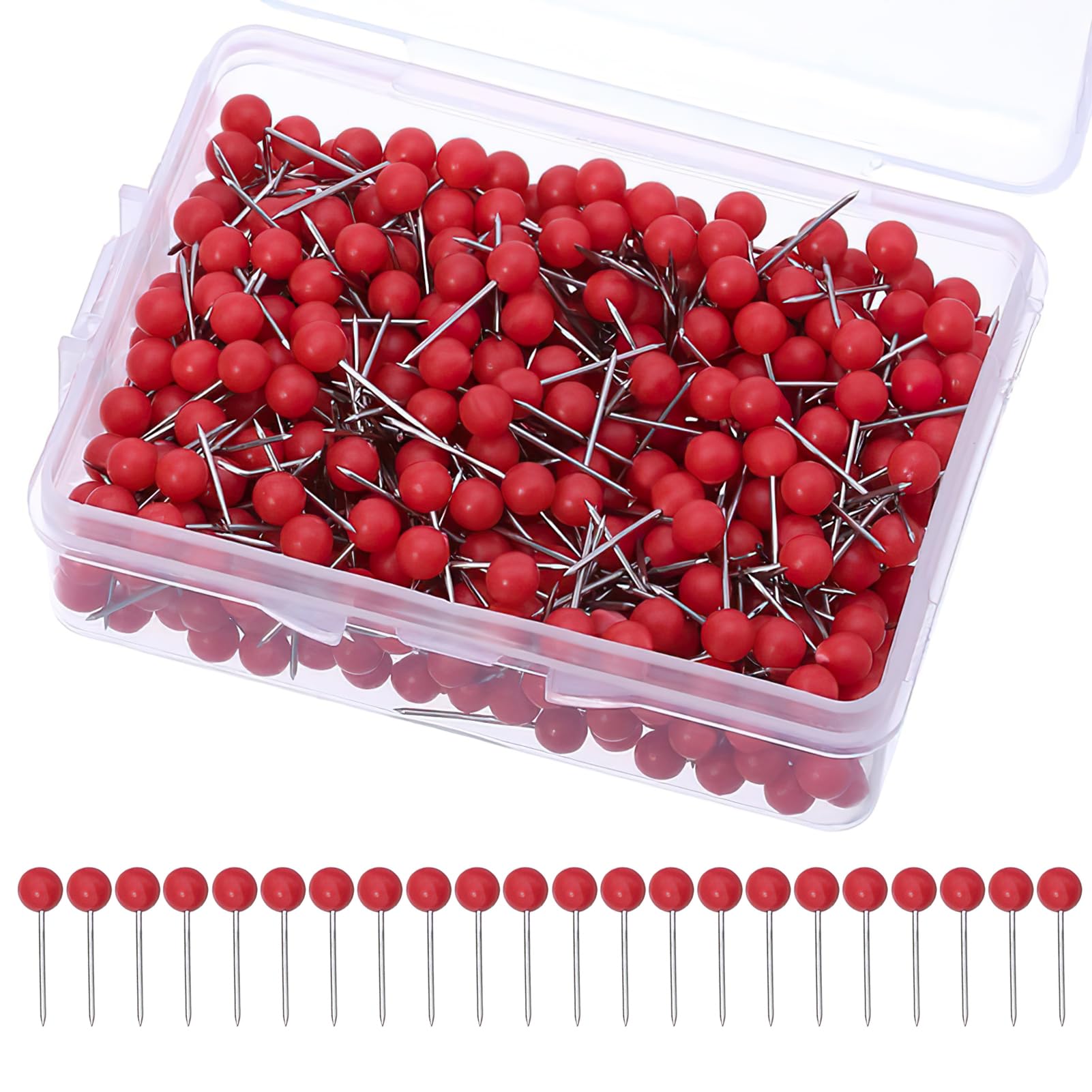 Spilli da Sarta, 500 Pcs Spille Dritti, 40mm Spille da Cucire con Testa di Vetro a Sfera Colorata per Tessuto, Gioielli Fai da Te, Progetti di Artigianato e Cucito