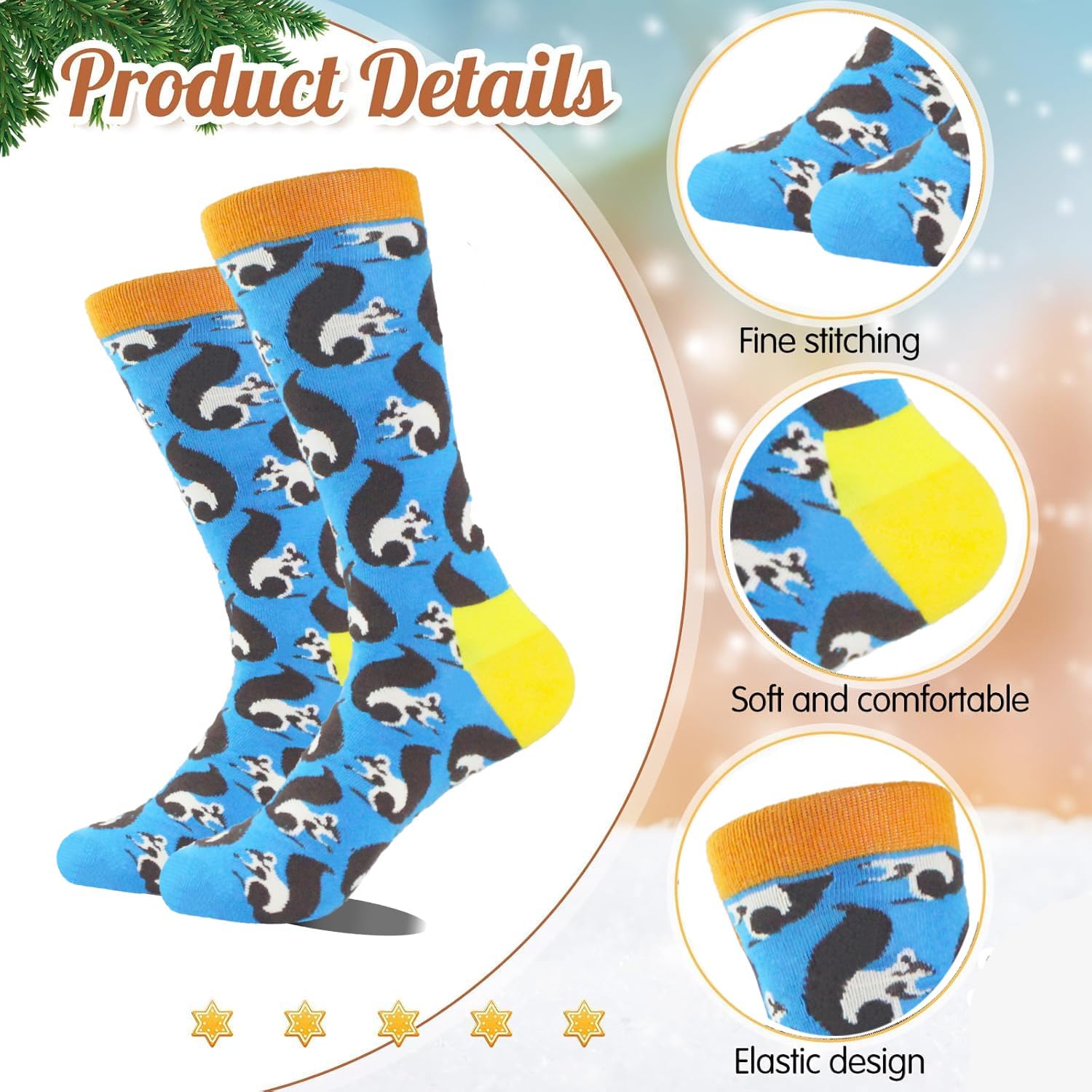 Mushroom Gifts for Women, 5pcs Gift For Panda,Hedgehog,Squirrel Lovers,Animal Socks,Birthday Present - Image 5