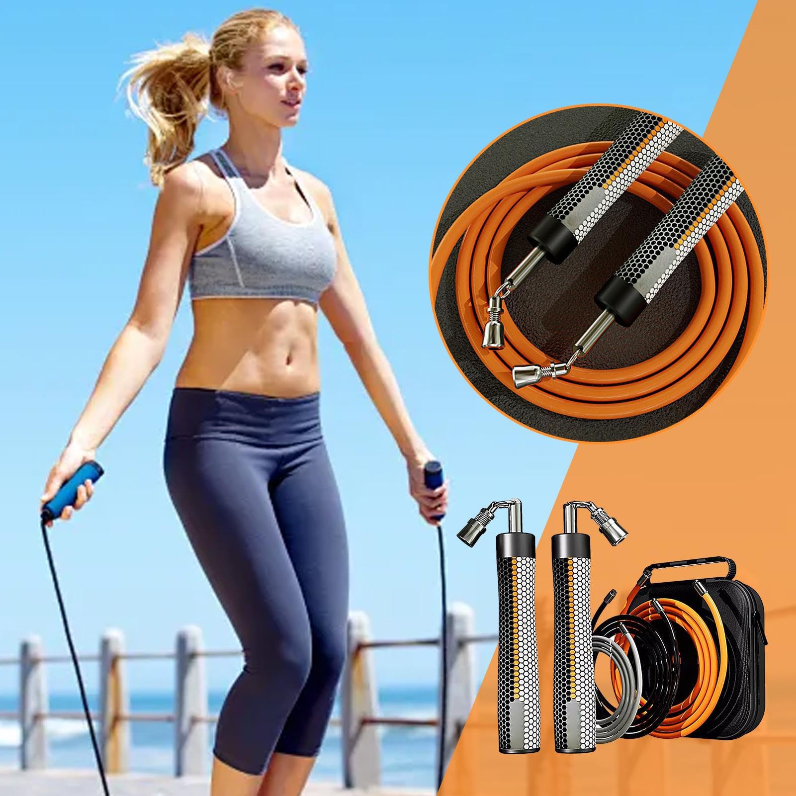 Cuerda de saltar – Cuerda de saltar | Cuerda de saltar | Cable de salto ponderado portátil | Cómodo mango – Equipo de entrenamiento con contador | Cable de fitness ajustable de velocidad rápida para