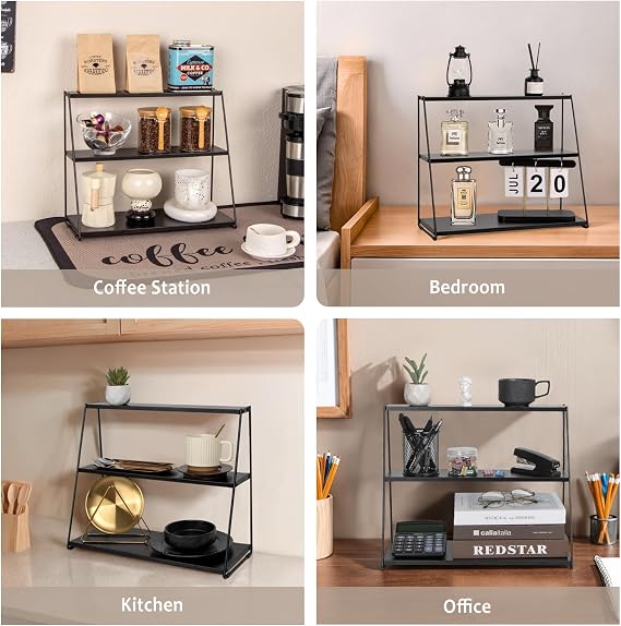 PUERSI Coffee Mug Holder, 3 Tier Metal Mug Display Rack for Countertop