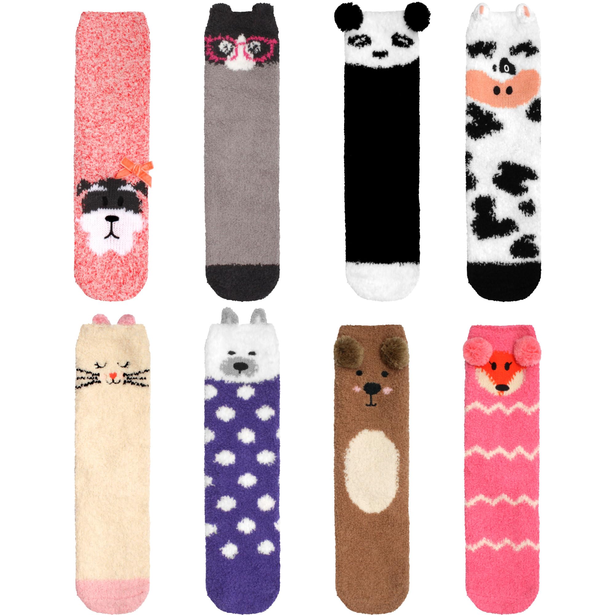 BambooMN Superweiche, warme, niedliche Tiersocken, rutschfest, flauschig, flauschig, Wintersocken, Vorteilspack