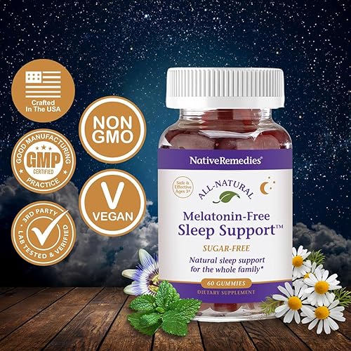Miniatura 2 de Native Remedies Gomitas para dormir sin melatonina  Fórmula herbaria sin azúcar con GABA, magnesio, L-teanina y valeriana  Ayuda al sueño natural