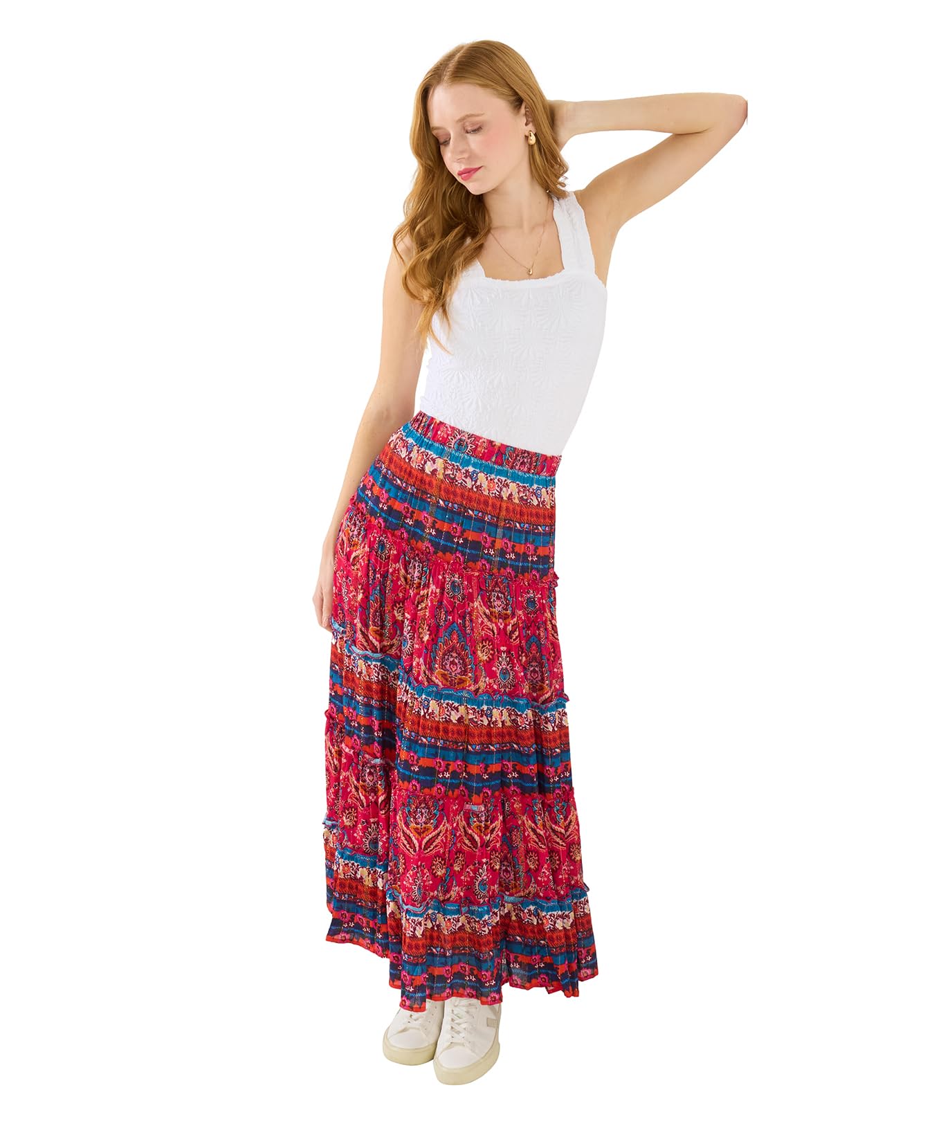 Joe Browns Women's Boho Crinkle Maxi Skirt, Regular, Pink, UK 12