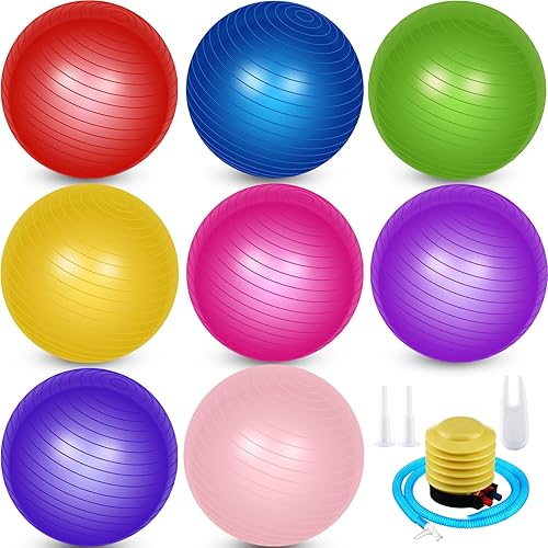 Leyndo 8 pelotas de ejercicio de yoga a granel de 26 pulgadas con equipo inflable, pelota de pilates con bomba rápida antiestallido para embarazo,