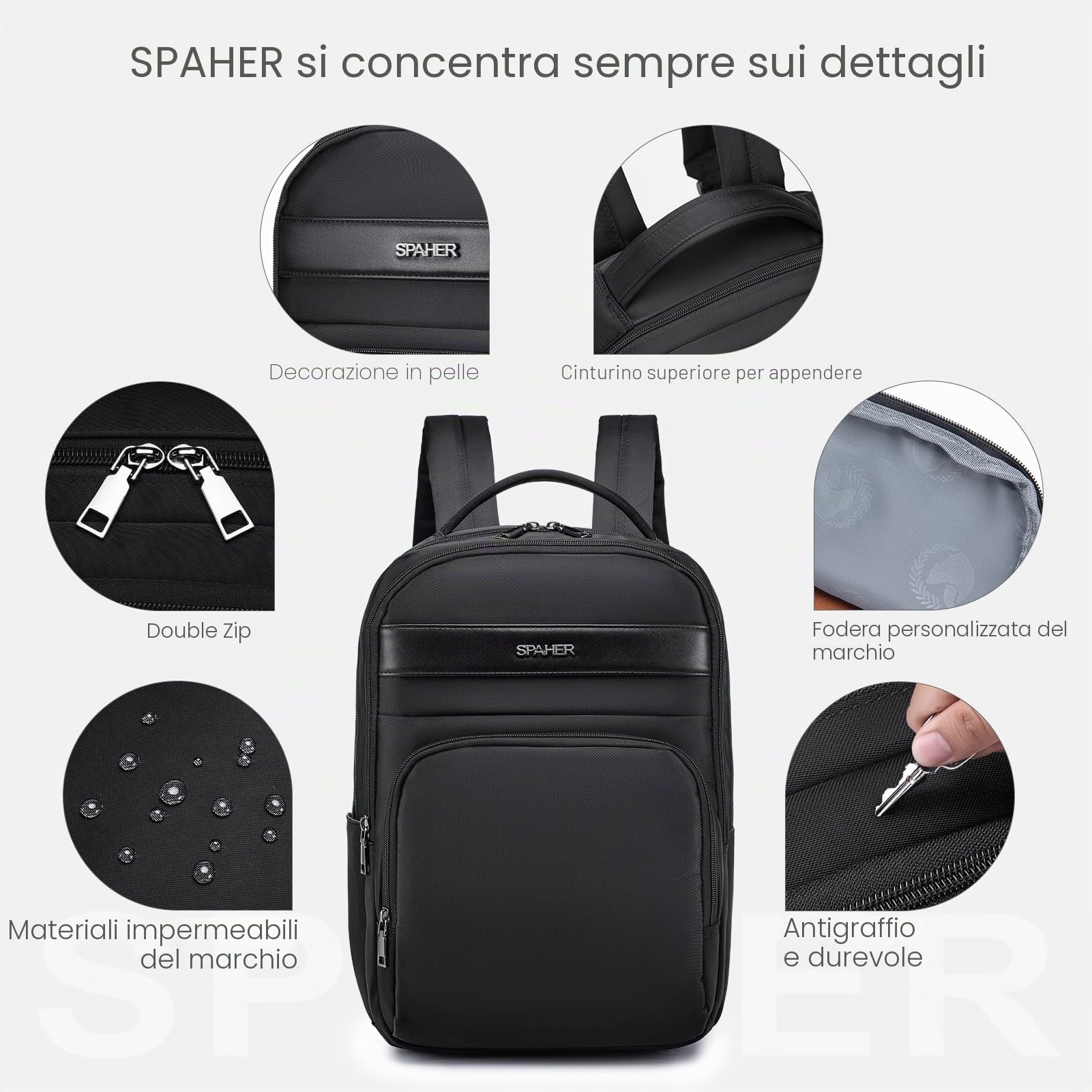 SPAHER Zaino da Viaggio Aereo Bagaglio a Mano 40x30x15 Iberia British Airways Zaino Porta PC 15,6 Pollici Donna Uomo Impermeabile Travel Backpack Cabin Bag per Scuola Lavoro Ufficio, Beige