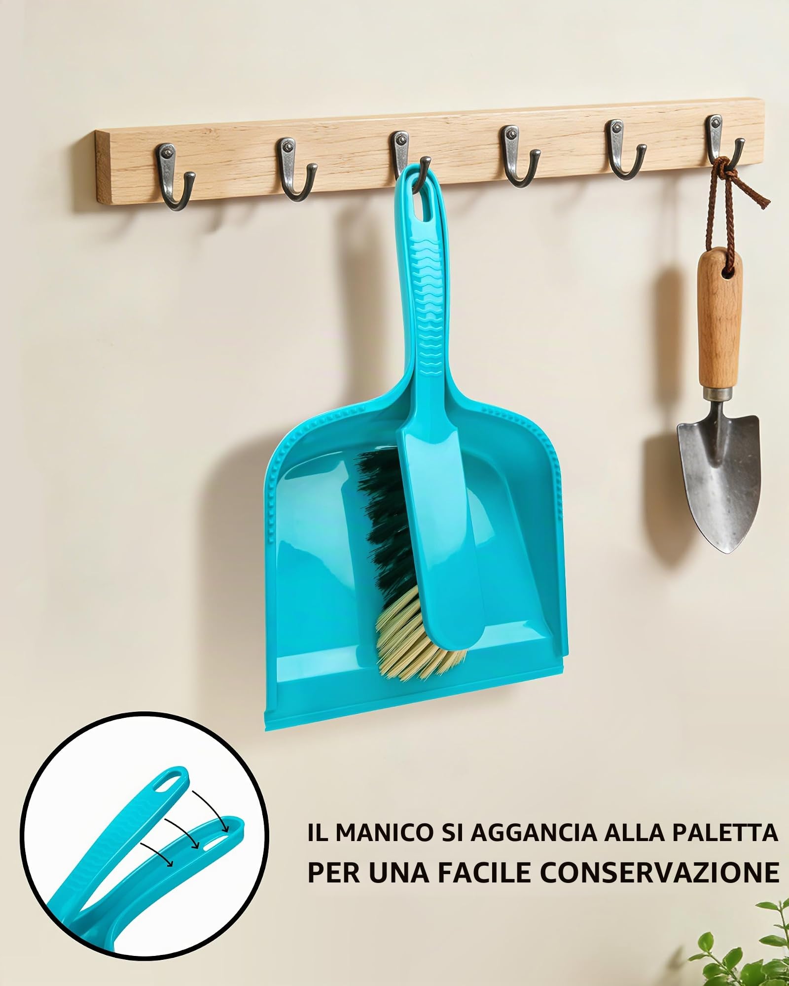 MR.SIGA Set Paletta e Spazzola, Confezione da 2, Blu e Grigio | Set Composto da Spazzola e Paletta Portatili, Scopa Piccola con Paletta