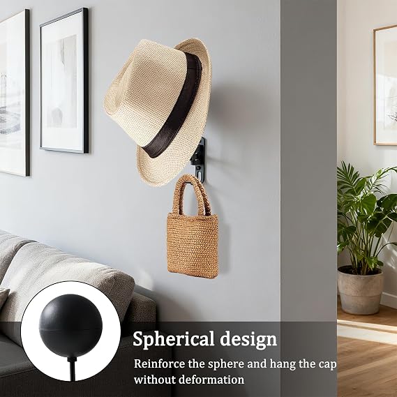 180° Motorcycle Helmet Rack Wall Mounted Rotatable Helmet Stand with 2 Hooks for Hard hat Handbag Coats Caps