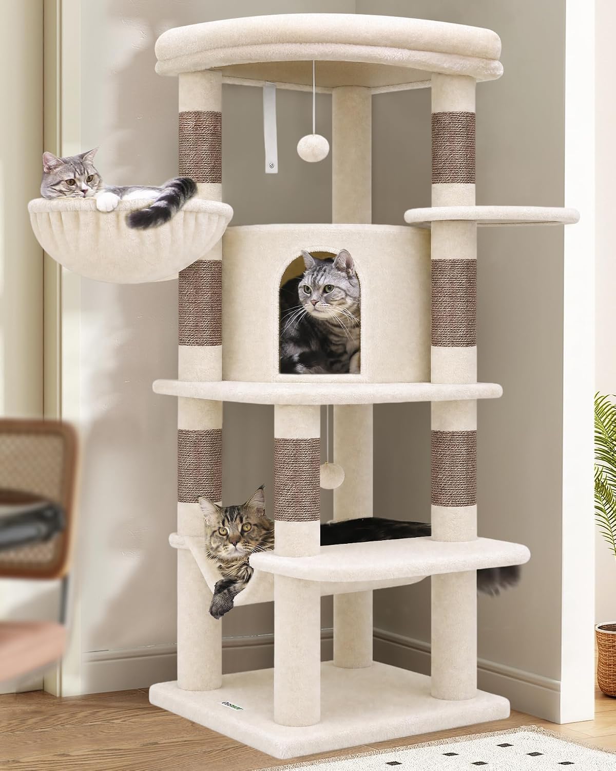 Globlazer Corner Cat Tree, 51in Curved Series Modern Cat Tower