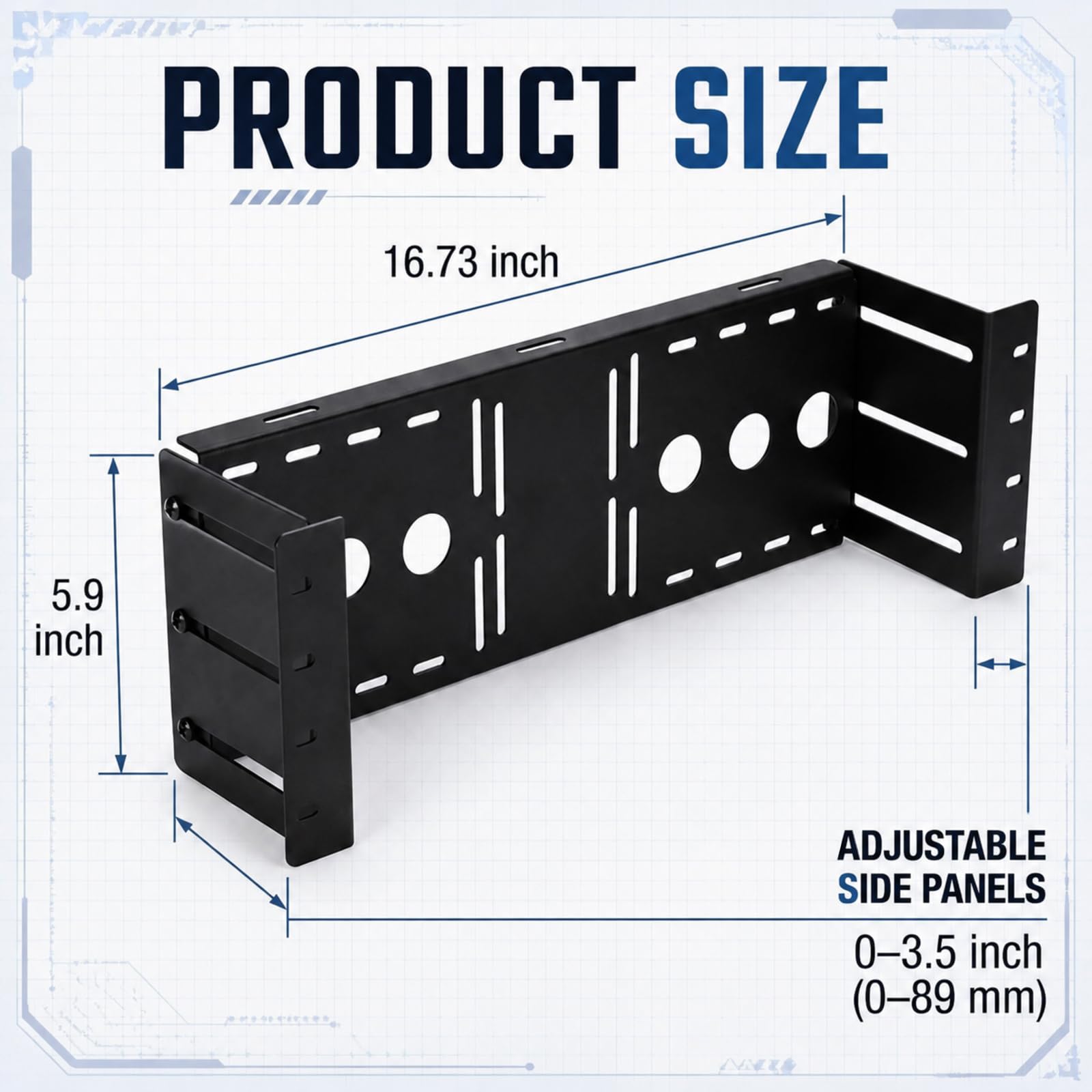 Hicarer 4U Support de montage en rack pour écran LCD 18,5 x 7,87 x 2,36 pouces en acier au carbone pour rack de serveur, laboratoire à domicile, centre de données