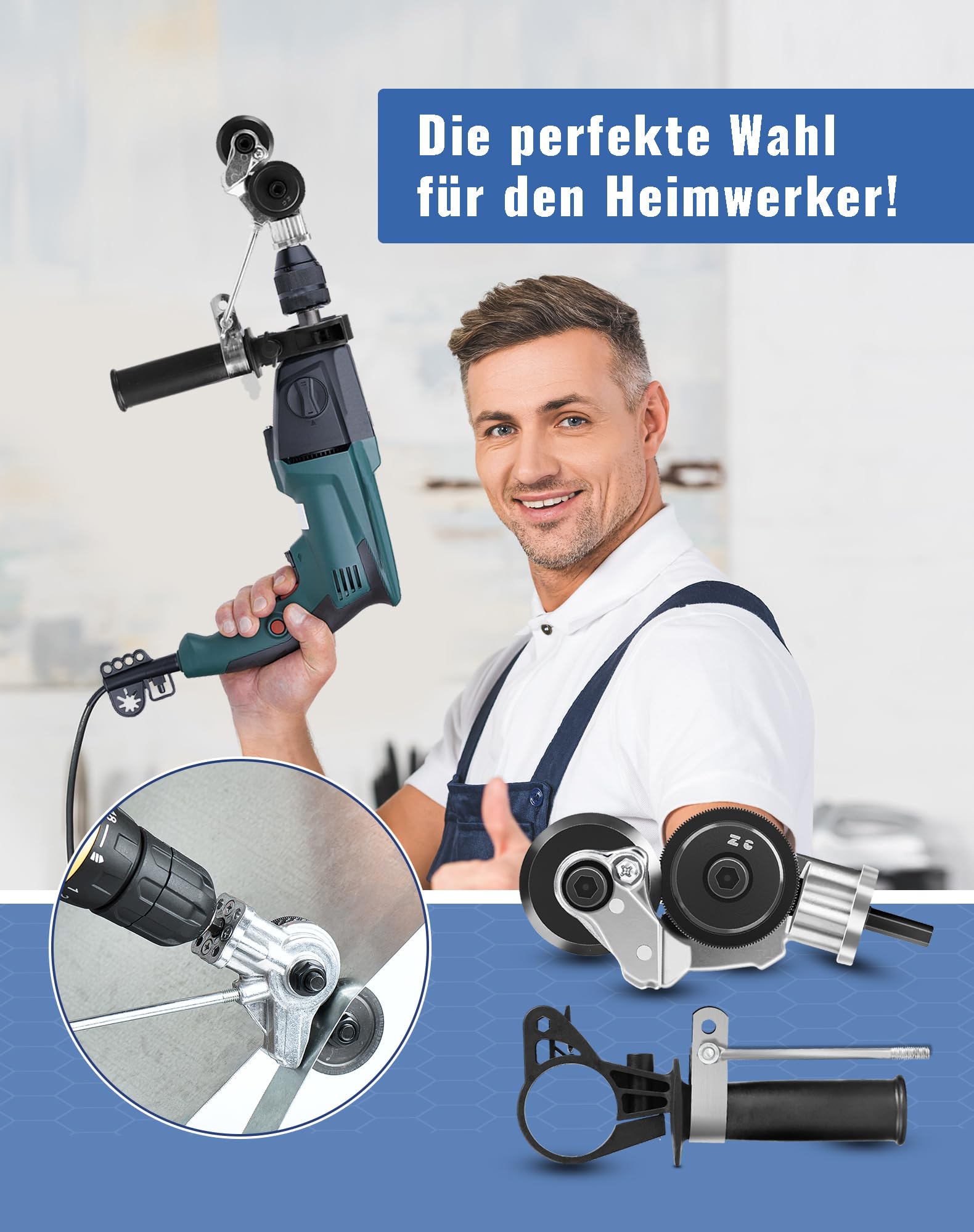 Grignoteuse à Tôle Électrique - Cisaille à Métal pour Perceuse - Accessoire de Coupe Métallique Universel Outil de Découpe pour Tôle Fine et Moyenne