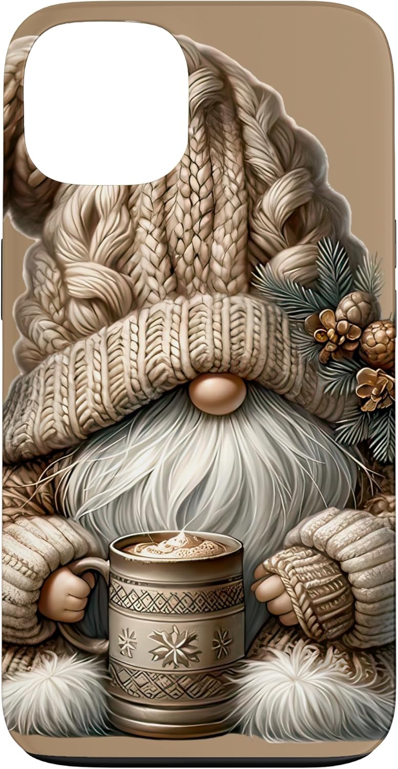 Grumpy Christmas Gnome Graphic With Knit Hat And Hot Cocoa Case for iPhone 14 Plus