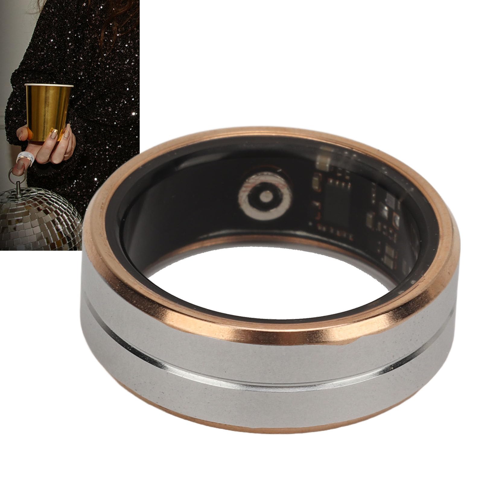 Tbest Anillo Inteligente con Aplicación, Smart Ring Fitness Tracker Cerámica Acero Inoxidable Monitoreo del Sueño Control de Cámara IP68 Anillo de Salud Inteligente a Prueba de Agua