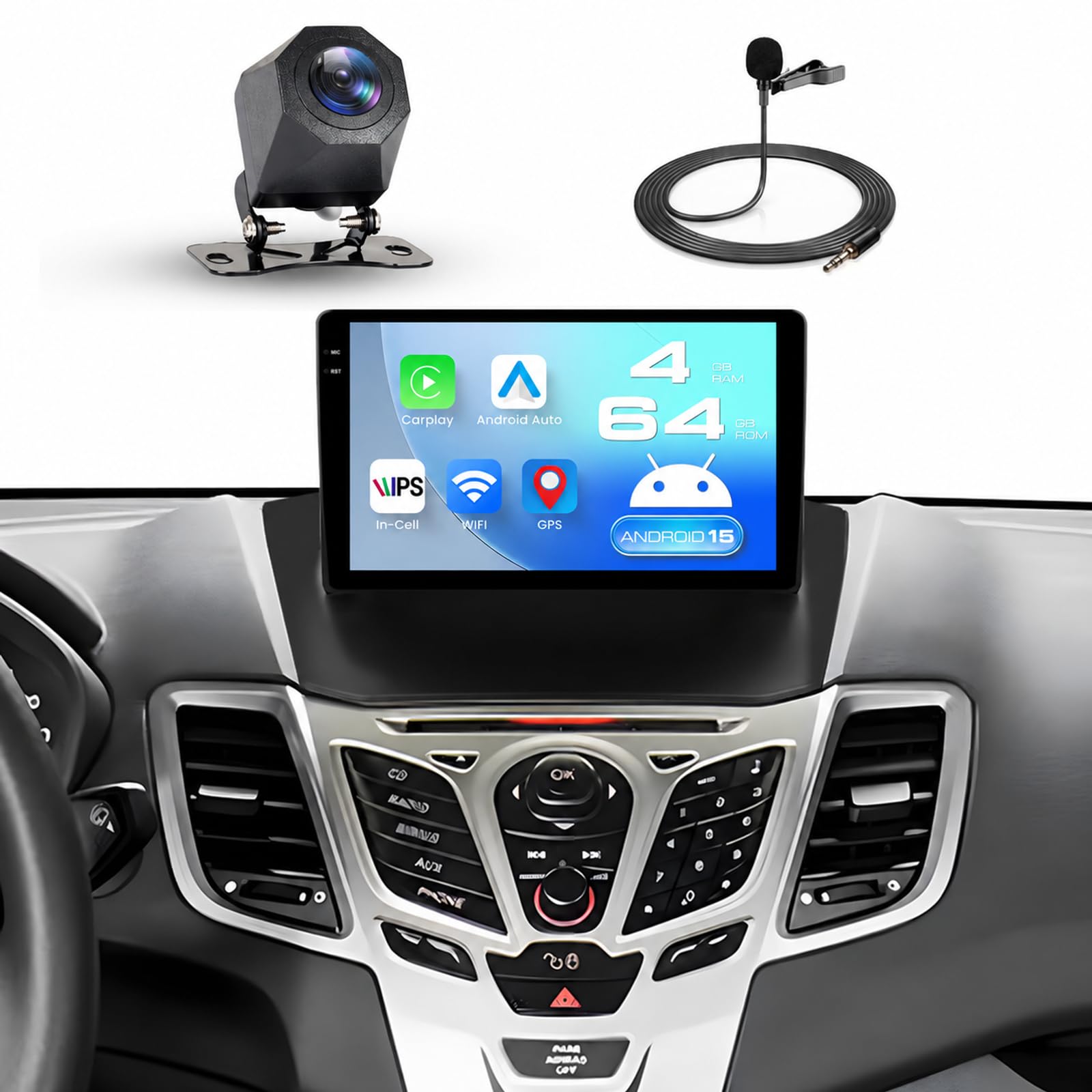 4GB+64GB Car Stereo for Ford Fiesta sold for $12 at auction (list price $370)