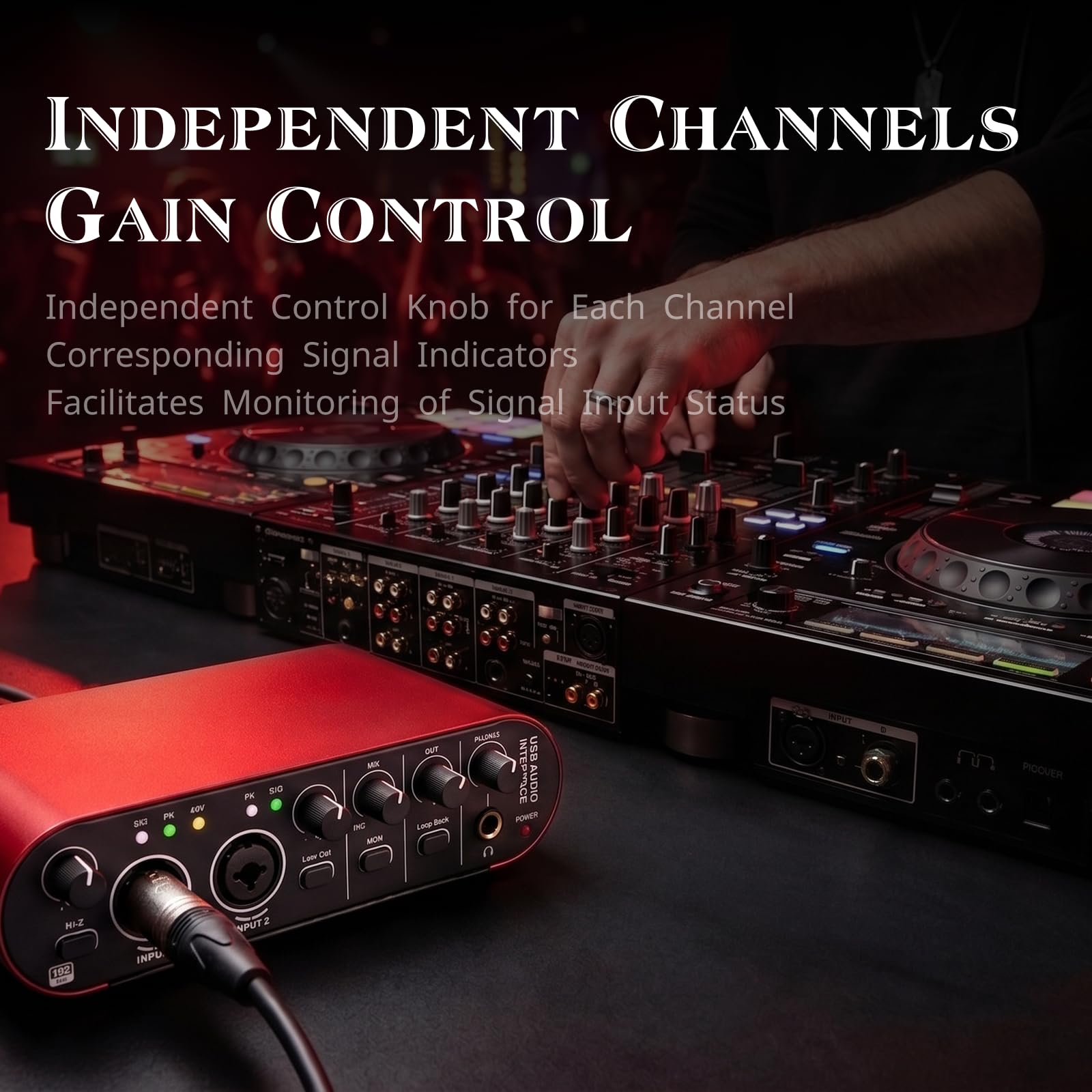 Audio Interface 2-Kanal-USB für Computer, Smartphones und Tablets, Aufnahmen HiFi-Soundqualität für Gitarristen, Vokalist, Podcaster oder Produzenten