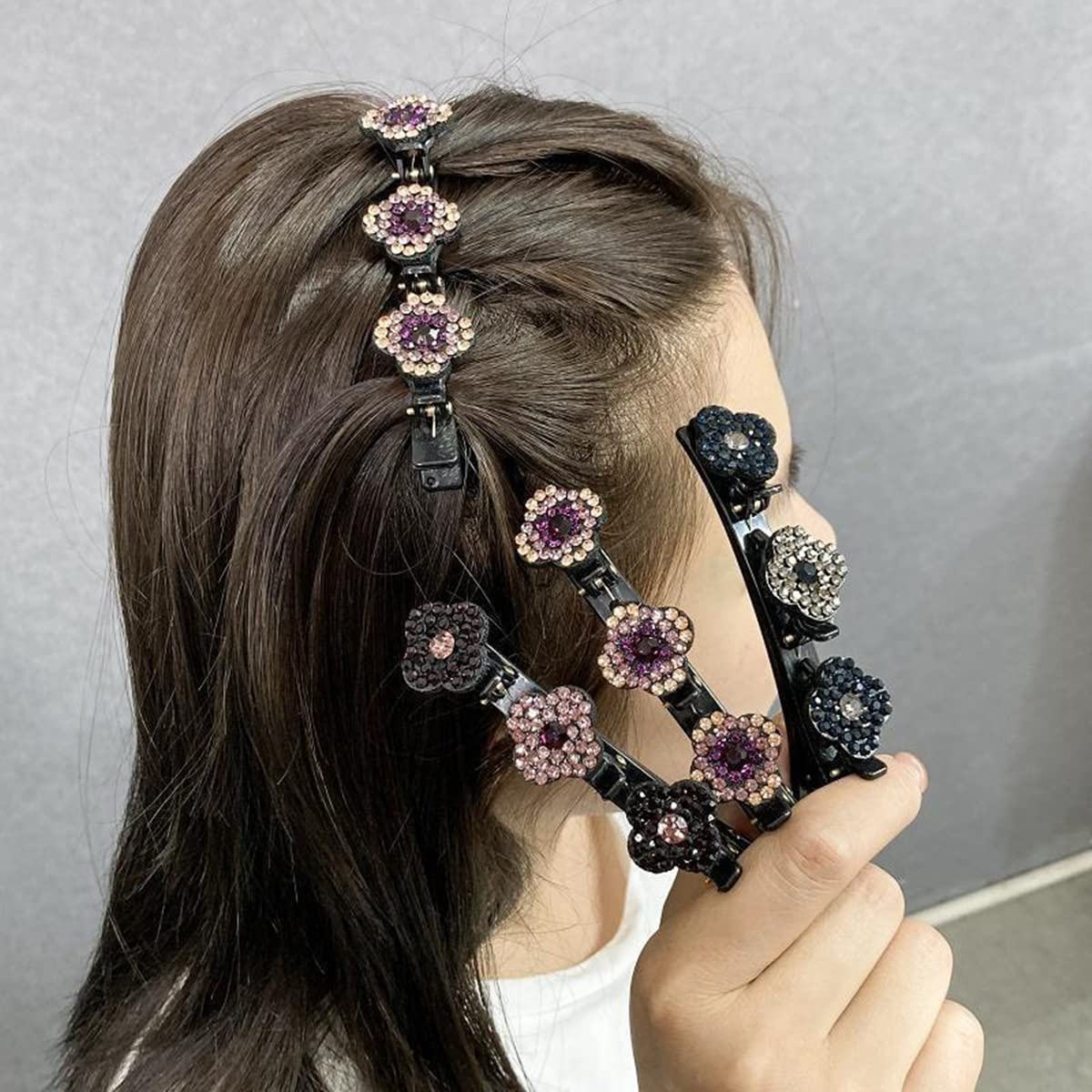 FZLANQ 4 Pcs Duckbill Hair Clips Girl Chopped Hairpin Fabric Hair Bands Braided Hair Clips Rhinestone Hair Clips for Girl Woman Hair Accessories - Image 4