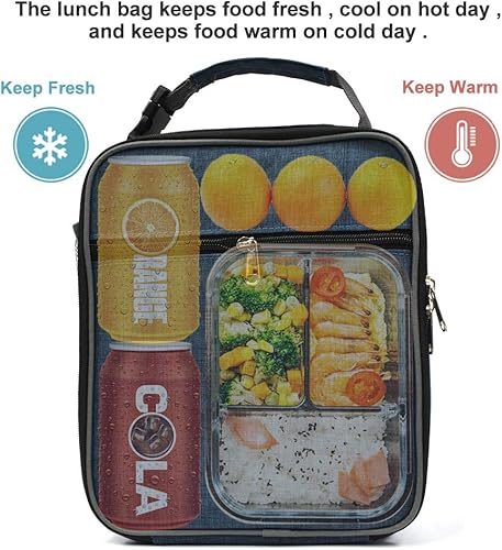 Miniatura 2 de IWTTWY Lonchera aislada azul marino, a prueba de fugas, portátil, con asa, para hombres, mujeres, niños y niñas, 10.2 pulgadas de largo x 4.3