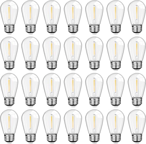 Paquete de 48 bombillas LED de repuesto, S14, inastillables, impermeables, bombillas de repuesto de 1 W, bombillas LED para exteriores, bombillas