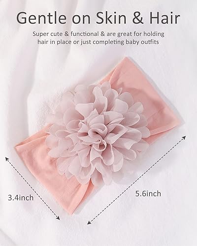 Miniatura 2 de jollybows 12 piezas de diadema para recién nacidos, de gasa, con flores, accesorios para el cabello de nailon suave, accesorios para el cabello para