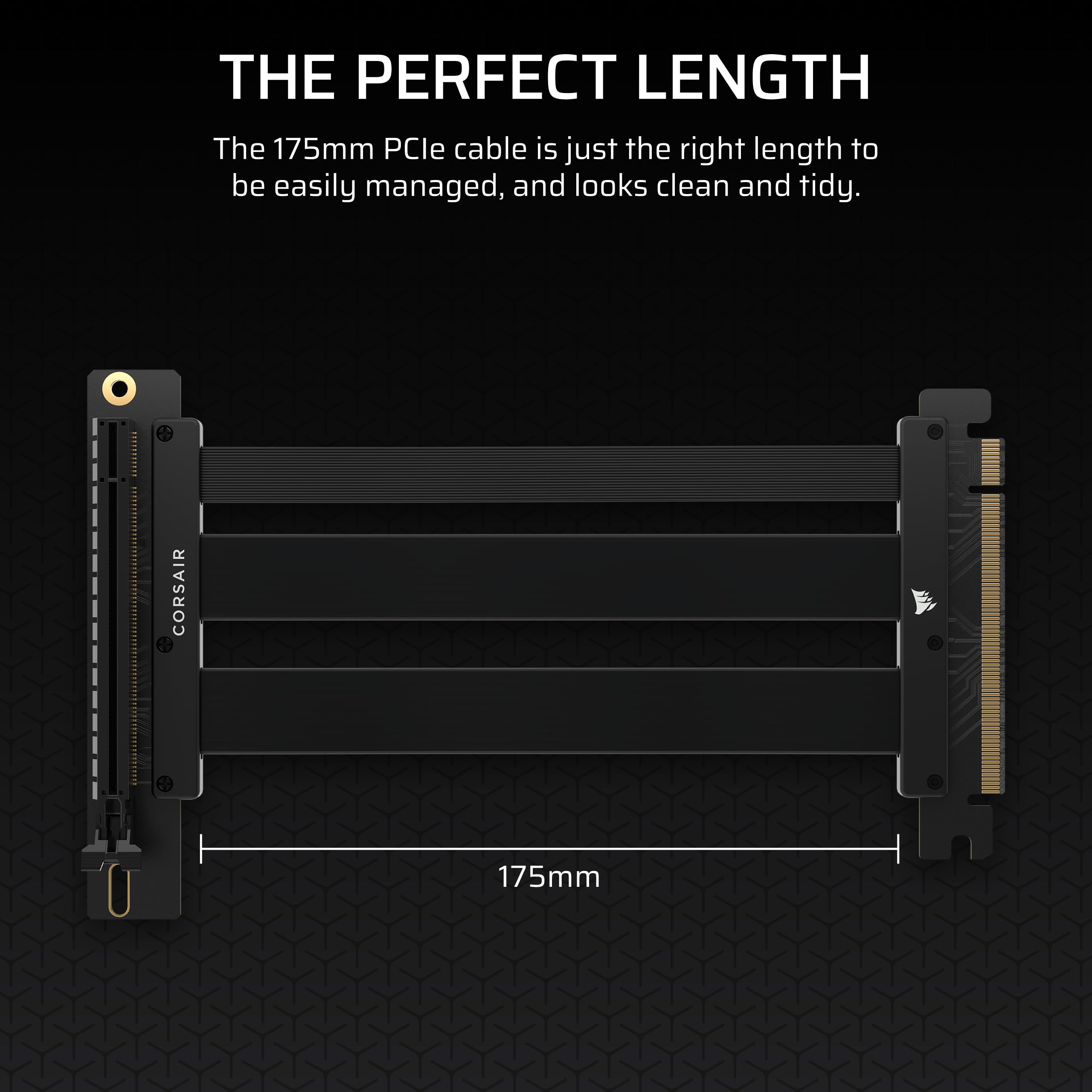 CORSAIR Premium PCIe 5.0 x16 175 mm kabel riser – bardzo elastyczny, trwały, czarny
