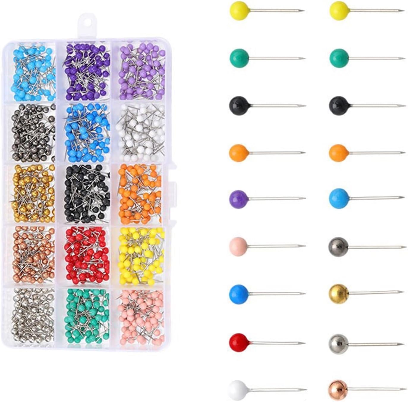 200/500/900Pcs Colored Dressmaking Pins 4mm Ball Head Quilting Positioning Dressmaker Pin for Clothing Tailoring Color Coded Fabric Holding